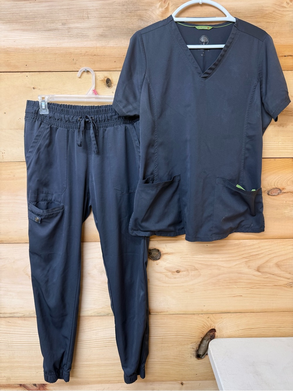 Healing Hands Dark Gray Scrub Top & Jogger Pants Set